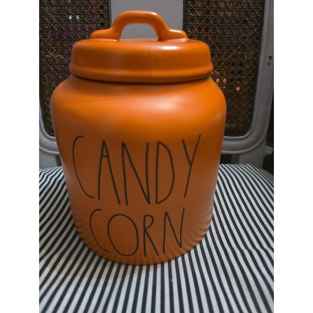 Rae Dunn Magenta Orange Candy Corn Chubby Canister Halloween